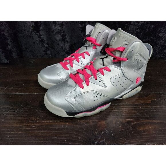 Nike Air Jordan 6 Retro GG Valentine’s Day Silver Pink/Sz. 7Y (8.5 Womens) - Picture 1 of 9